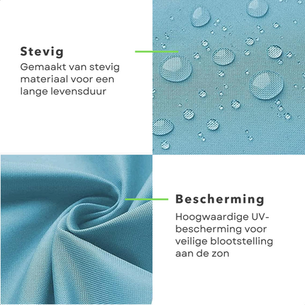 Cheqo® Schaduwdoek Driehoek - Blauw - Waterafstotend - Polyester 100% - Compleet met Touw - Verpakt in Afsluitbare Draagzak - 360x360x360cm