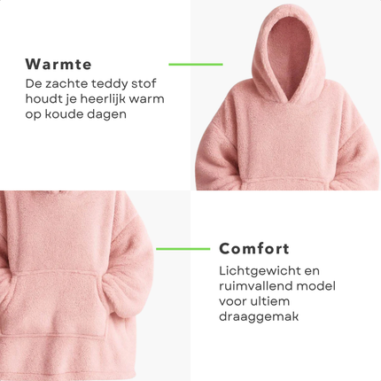 Cheqo® Hoodie Voor Vrouwen - Roze Hoodie - Oversized Hoodie - Teddy Polyester - One Size - Hoodie Deken - Roze Kleur - Comfortabele Hoodie - Casual Dameskleding - Warme Hoodie - Dames Hoodie - Trendy Damesmode - Oodie - Plaid
