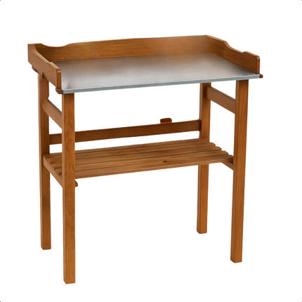 Cheqo® Oppottafel Hout - Tuinwerktafel - Plantentafel - Werktafel - Oppot Tafel met Verzinkt Werkblad - Werkbank Voor Tuin en Balkon