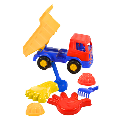 Cheqo® Strandset Speelgoed met Zandvormpjes - 7-Delig Zandbak Speelset met Truck - Voor Kinderen - Duurzaam Plastic