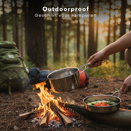 Cheqo® Camping Pannenset - Camping Pannen - Pannenset Camping - Kampeer Pannenset - Kampeer Pannen - Camping Kookset - Kookset Camping - Camping Kookgerei - Camping Kookgerei Set - Camping Pan Set - Camping Steelpan