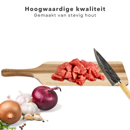 Cheqo® Houten Snijplank - Stijlvolle Tapasplank - Serveerplank Hout - Borrelplank - Middelgroot - Tapasplank - Kaasplank