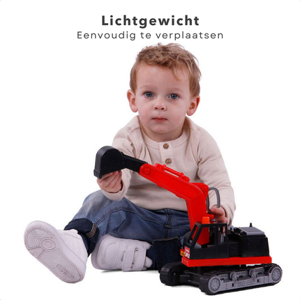 Cheqo® Speelgoed Graafmachine - Graaf Machine - Kraan Rood/Zwart - Draaibaar & Bestuurbaar - Ideaal voor Kinderen