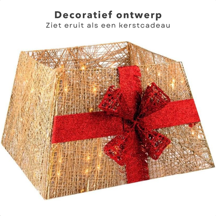 Cheqo® Kerstboomrok met LED Verlichting - Opvouwbaar - 45x45x27,5 cm - Glitter Cadeau Design