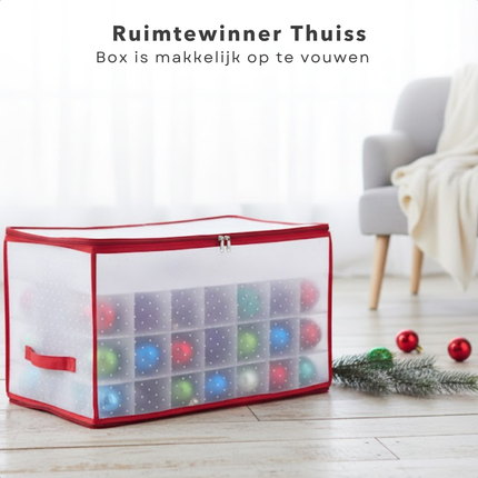 Cheqo® Kerstballen Opbergdoos - Opvouwbare Opbergdoos - Opbergbox Voor Kerstballen - Kerstdecoratie Opbergen - Opbergood Voor Kerstballen - Opbergdoos Met Rits - Kunststof Opbergdoos - Kerstbal Organizer