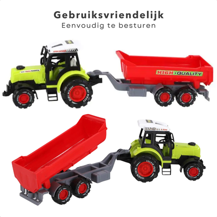 Cheqo® Kinder Tractor met Aanhangwagen - Speelgoed Trekker - Boerderij Speelgoed - Kunststof Trekker met Aanhanger