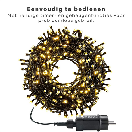 Cheqo® Kerstverlichting - Kerstboomverlichting - Kerstlampjes - Sfeerverlichting - LED Verlichting - Voor Binnen en Buiten - Tuinverlichting - Feestverlichting - Lichtsnoer - 40 LED's - 3M - Warm Wit - Timer - 8 Lichtfuncties - Geheugen Kerstboomverlichting