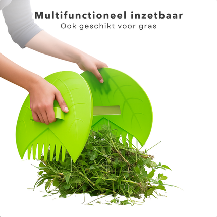 Cheqo® Bladgrijper Set - Bladgrijpers - Hark - Bladhark - Handharken - Bladeren Tuinhark - Lichtgewicht Kunststof - Tuinafval Verzamelen - Groen