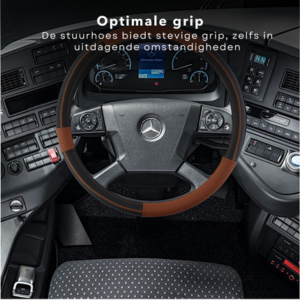 Cheqo® Lederen Stuurhoes met Sportieve Uitstraling - Bescherming tegen Vuil en Slijtage - Universeel voor Vrachtwagens Auto & Fiets