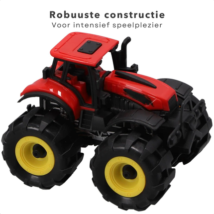 Cheqo® Speelgoedtractor - Speelgoed Tractor - Rood/Zwart - 15 cm - Licht en Geluid - Kunststof