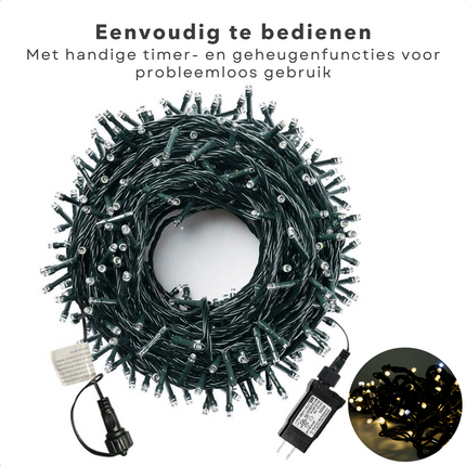 Cheqo® Kerstverlichting - Kerstboomverlichting - Kerstlampjes - Sfeerverlichting - LED Verlichting - Voor Binnen en Buiten - Tuinverlichting - Feestverlichting - Lichtsnoer - 400 LED's - 8M - 2 Kleuren - Timer - 8 Lichtfuncties - Geheugen Kerstboomverlichting