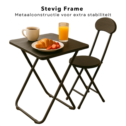 Cheqo® Universele Tafel Set met Stoel - Bureau - Eettafel - Kindertafel - Klaptafel Met Stoel - Ideaal voor Kinderen - Kinderkamer - MDF - Zwart
