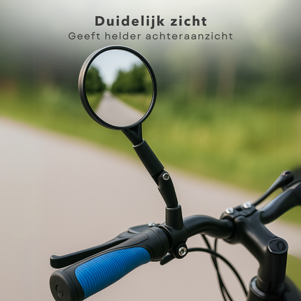 Cheqo® Fietsspiegel Zwart - Verstelbaar - Fiets Spiegel - Universeel