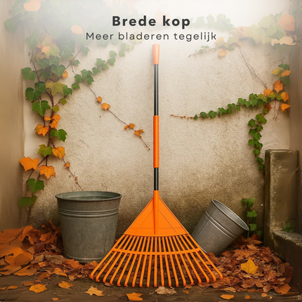 Cheqo® Bladhark - Tuinhark - Comfortabele Handgreep - Terugverende Hark - Bladeren Verzamelen - Gras en Tuinafval - Tuinonderhoud - Ergonomisch Ontwerp - Tuinier Gereedschap - Betrouwbare Hark