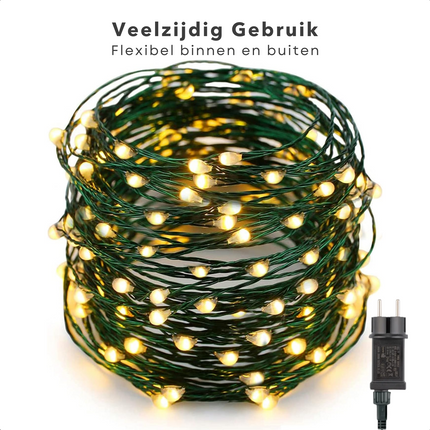 Cheqo® Kerstverlichting - Kerstboomverlichting - Kerstlampjes - Sfeerverlichting - LED Verlichting - Voor Binnen en Buiten - Tuinverlichting - Feestverlichting - Lichtsnoer - 1000 LED's - 30 meter - Warm Wit - 8 Lichtfuncties - Soft Wire Kerstboomverlichting