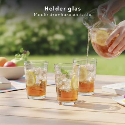 Cheqo® Drinkglazen - Drinkglazen Set - Waterglazen - Waterglazen Set - Drinkglas - Waterglas - Limonadeglazen - Frisdrankglazen - Sapglazen - Theeglazen - Tumbler Glazen - Glazen Set - Transparante Drinkglazen