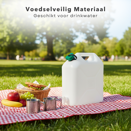 Cheqo® Jerrycan Met Kraan - 10 Liter - Kunststof Jerrycan - Water Jerrycan - Handgreep - Watertank - Transparant - Watertap - Limonadetap