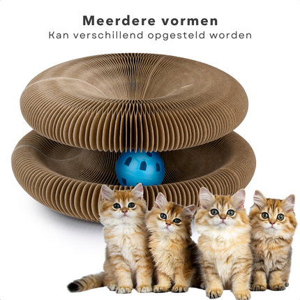 Cheqo® Krabkarton Kat - Opvouwbaar Kattenspeelgoed - Krabtoren - Flexibel Krabmeubel - Duurzaam Karton - 3 Stuks