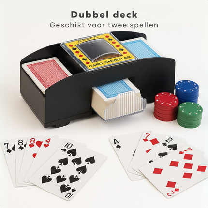 Cheqo® Elektrische Kaartenschudmachine - Speelkaarten Schudder Kaartenschudder Kaarten Schudmachine - Automatische Kaartschudder 2 Decks - Op Batterij