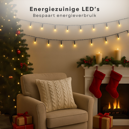 Cheqo® Solar Lichtsnoer - Kerstverlichting Buiten - Kerstboomverlichting - Cluster Verlichting - 10.5 Meter - 240 Led - Met Afstandsbediening - Warm Wit Licht - Tuinverlichting Op Zonne-Energie - Sfeerverlichting Buiten - Lichtslinger - Met Timer