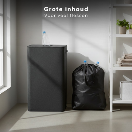 Cheqo® Statiegeld Container - Statiegeld Prullenbak - Statiegeld Flessenbak - Flessenverzamelaar - Flessenprullenbak - Flessenmand - Flessenhouder - Statiegeldflessenhouder - Lege Flessen Bak - Lege Flessen Houder