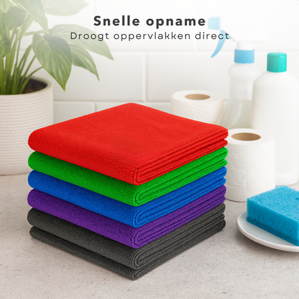 Cheqo® Microvezeldoeken - Microvezeldoekjes - Schoonmaakdoeken - 10 Stuks Microvezeldoeken - Poetsdoeken Microvezel - Huishoudelijke Doekjes - Herbruikbare Schoonmaakdoeken - Microvezeldoek Set
