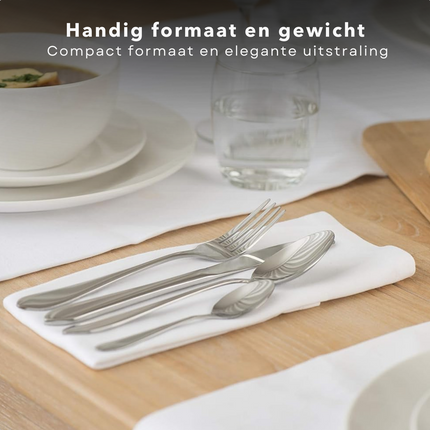 Cheqo® Luxe 16-delige Bestekset  - Vaatwasserbestendig - 4 personen - Messen - Lepels - Vorken - Theelepels - RVS - Perfect cadeau Besteksets