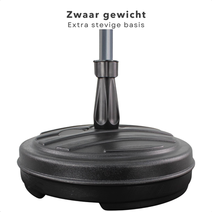 Cheqo® Parasolvoet Rond - Parasolstandaard - Parasol Standaard - Parasol Voet - Vulbaar en Weerbestendig - Kunststof Standaard voor Zware Parasols