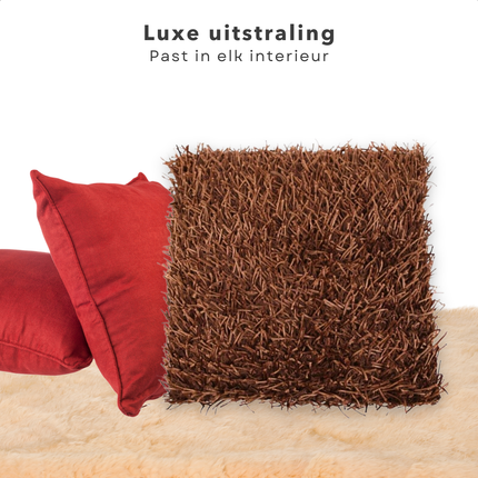 Cheqo® Sierkussen Bruin - Kussentje - Sier Kussen - Acrylvezel Vulling - Rits Sluiting