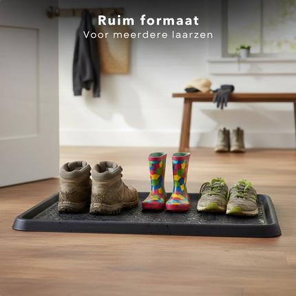 Cheqo® Laarzentray - Schoenenbak - Schoenentray - Laarzenbak - Schoenbak - Schoenmat - Schoenenmat - Laarzenmat - Schoenen Opvangbak - Laarzen Opvangbak - Tray voor Schoenen - Tray voor Laarzen - Zwarte Laarzentray