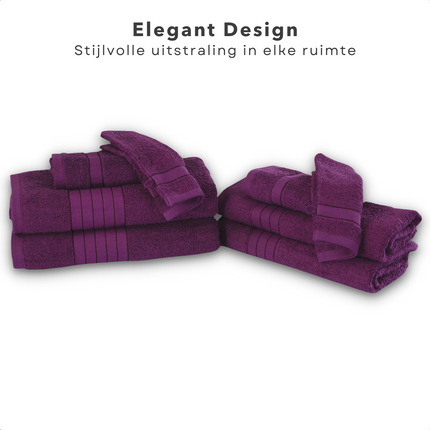 Cheqo® Handdoeken Set - Set van 8 Stuks - Bordeaux - Verschillende Maten - 100% Katoen - 500 gr/m2 - Handdoek - Hotel Kwaliteit - Handdoek Badkamer - Zware Kwaliteit - Luxe Uitvoering - Extra Zacht & Stevig - Handdoekenset - Badhanddoeken Handdoeken