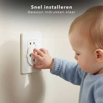 Cheqo® Kinderbeveiliging Stopcontact - Stopcontactbescherming Zonder Lijm - Herbruikbare Stopcontactbeveiliging - Bescherming Tegen Stroomschokken - Stekkertype F Bescherming - Stopcontactbeschermer - Stopcontact Bescherming