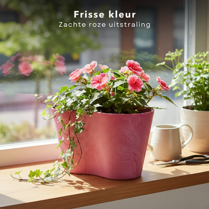 Cheqo® Bloempot Roze - Plantenpot Roze - Bloempot - Plantenpot - Sierpot Roze - Sierpot - Pot voor Kamerplant - Bloempot voor Binnen - Bloempot voor Buiten - Plantenpot voor Binnen - Plantenpot voor Buiten - Bloempot met Drainage