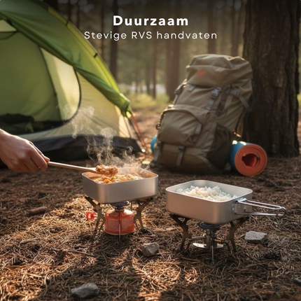 Cheqo® Camping Pannenset - Campingpannenset - Camping Pannensetje - Campingpannen Set - Campingpannetjes - Camping Kookset - Camping Kookgerei Set - Kookset Camping - Pannenset Kamperen - Pannenset Outdoor