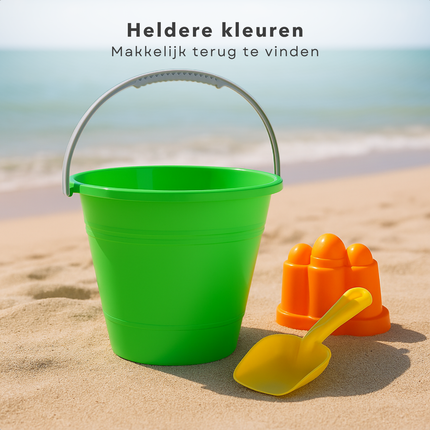 Cheqo® Plastic Emmer - Strand Emmer - Zandbak Speelgoed - Emmertje - Emmer - Kinderspeelgoed Buiten - Met Handvat voor Strandplezier