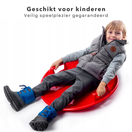 Cheqo® Ronde Slee - Sneeuwslee - Snelle Slee - Slede - Glijschotel - Kinderslee - Rood met Grepen