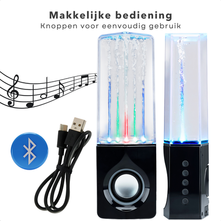 Cheqo® Dansende Water Bluetooth Speaker Draadloos - 6W Geluid - LED Lichtshow - Draadloos en Waterdicht