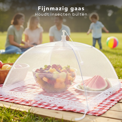 Cheqo® Vliegenkap - Voedselkap - Voedselkapje - Voedselafdekking - Voedselhoes - Eten Afdekken - Afdeknet - Afdekkap - Insectenkap - Insectennet - Vliegen Net - Vliegenkapje - Vliegenkap Eten - Witte Vliegenkap - Witte Voedselkap