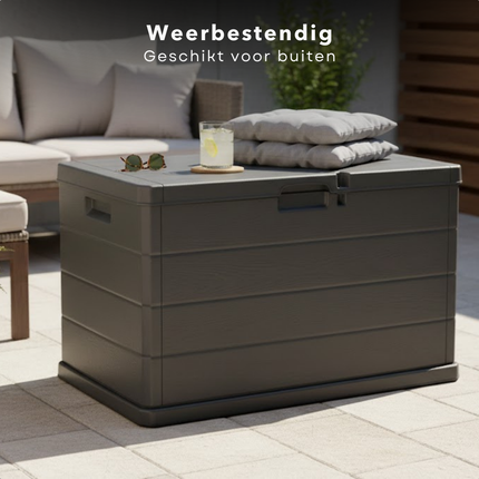Cheqo® Kussenbox - Opbergbox Tuin - Tuinbox - Tuinkist - Opbergkist Tuin - Kussenkist - Opbergbox Buiten - Tuin Opbergbox - Opbergkist Buiten - Opbergbox met Deksel - Opbergkist met Deksel - Kussenbox Antraciet