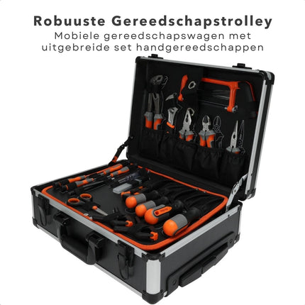 Cheqo® Gereedschapskoffer - 88 Delig - met Wielen - Complete Gereedschaps Set - Gereedschapskist - Handgereedschap - Gereedschapskoffer Gevuld - Gemakkelijk te Vervoeren - Gereedschapsset Gereedschapskoffers