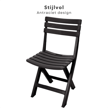 Cheqo® Set van 4 Inklapbare Tuinstoelen - Lichtgewicht Tuinstoelen voor Buiten - Comfortabele Tuinstoelen - 44 x 41 x H 78 cm - Max. Belasting 120 kg - Praktische Tuinstoelen Set - Zwart