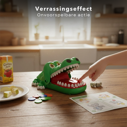 Cheqo® Krokodil Met Kiespijn Spel - Bijtende Krokodil Spel - Krokodil Bijt Spel - Krokodil Tanden Spel - Bijtspel Krokodil - Krokodil Spelletje - Krokodil Actiespel - Krokodil Reactiespel - Krokodil Drankspel
