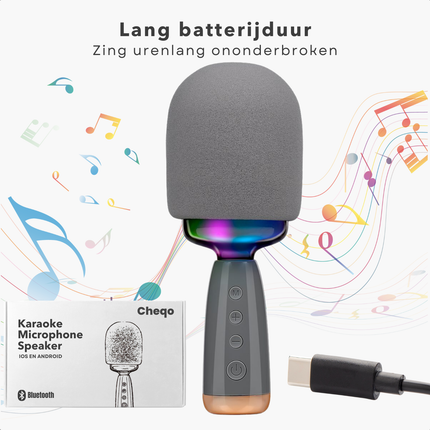 Cheqo® Draadloze Karaoke Microfoon - Karaoke Set - Bluetooth Speaker - Party Box - Draagbare Zangset - Voor Kinderen en Volwassenen