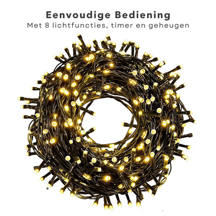 Cheqo® Kerstverlichting - Kerstboomverlichting - Kerstlampjes - 600 LED - 9M - Voor Binnen en Buiten - Timer - 8 Lichtfuncties - Lang Snoer - Warm Wit - Clusterverlichting - Sfeerverlichting - Feestverlichting Kerstboomverlichting