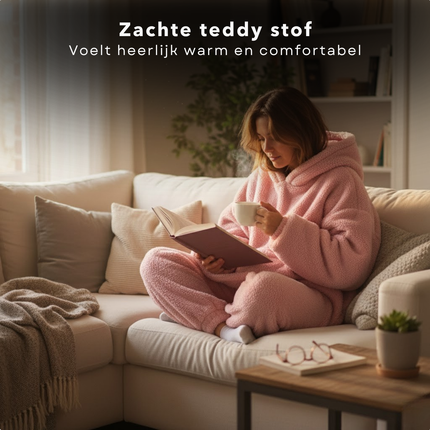 Cheqo® Hoodie Voor Vrouwen - Roze Hoodie - Oversized Hoodie - Teddy Polyester - One Size - Hoodie Deken - Roze Kleur - Comfortabele Hoodie - Casual Dameskleding - Warme Hoodie - Dames Hoodie - Trendy Damesmode - Oodie - Plaid