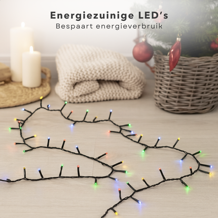Cheqo® Solar Lichtsnoer - Kerstverlichting Buiten - Kerstboomverlichting - Cluster Verlichting - 21.5 Meter - 480 Led - Met Afstandsbediening - Multicolour - Tuinverlichting Op Zonne-Energie - Sfeerverlichting Buiten - Lichtslinger - Met Timer