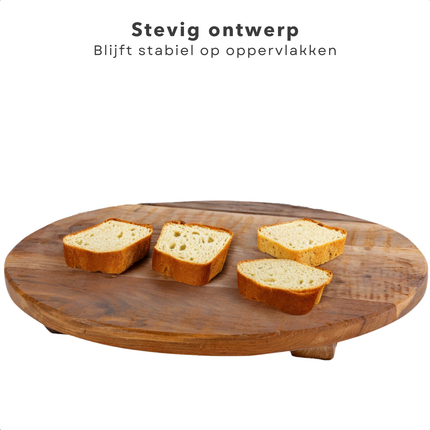 Cheqo® Houten Dienblad - Kaasplank - Tapasplank - Borrelplank - Serveerplateau - Rond - Naturel Hout - Perfect voor Keuken en Serveerdoeleinden