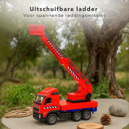Cheqo® Brandweerauto met Uitschuifbare Ladder - Grote Brandweerauto - Brandweerauto Speelgoed - Brandweerwagen - Brandweerauto Met Ladder - Grote Speelgoedauto - Brandweerauto Voor Kinderen - Speelgoed Vrachtwagen