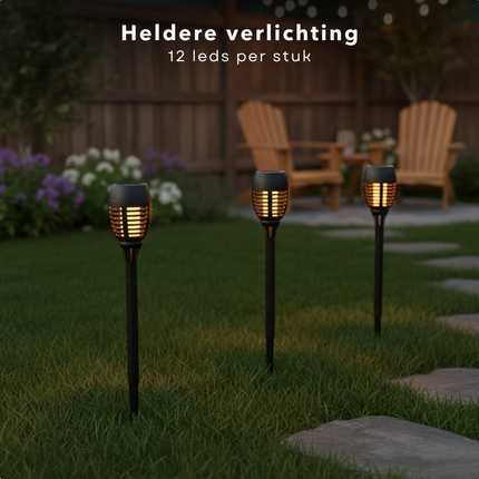 Cheqo® Solar Tuinfakkels - Tuinfakkels Zonne Energie - Solar Tuinverlichting - Tuinverlichting Zonne Energie - Solar Buitenverlichting - Buitenverlichting Zonne Energie - Solar Tuinlampen - Tuinlampen Zonne Energie