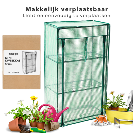 Cheqo® Mini Kweekkas - Compacte Tuinkas voor Groente Kweken - Foliekas - Moestuin - Weerbestendige Plantenkas - Kweekkas - Metaal